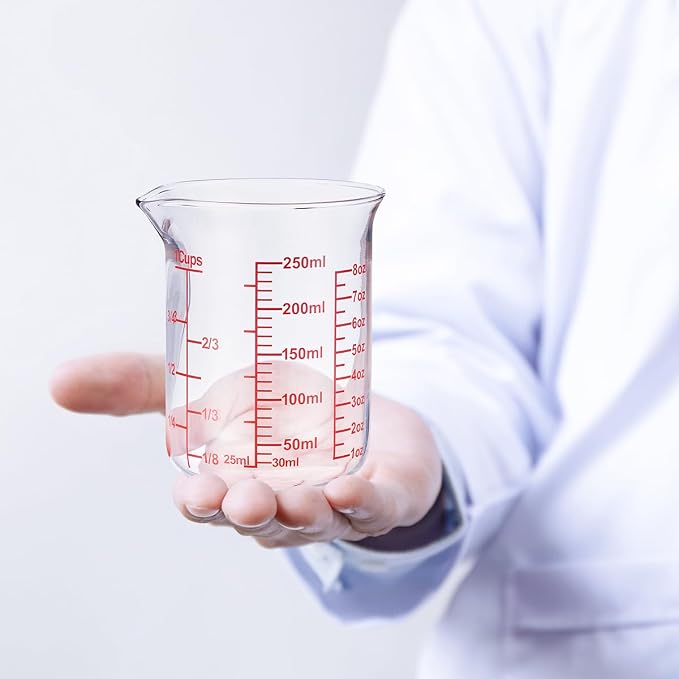 Ackers Glass Measuring Cup 1 Cup,8oz Borosilicate Liquid Measuring Cup with Spout