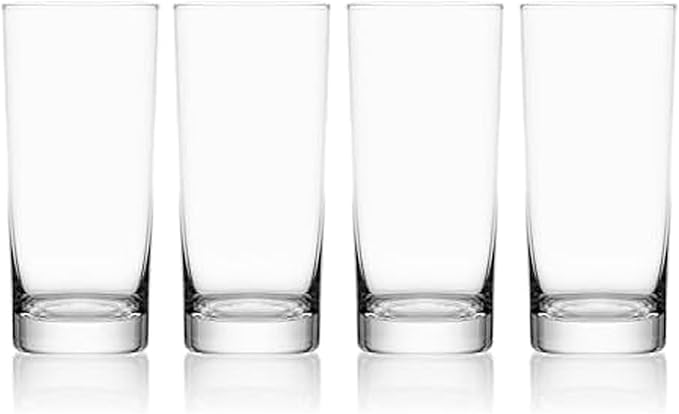Mikasa Lana Tall Beverage Highball Glass Cups, Set of 4, 16 Ounce, Clear