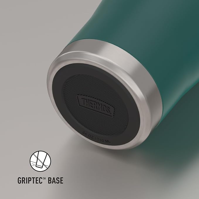 THERMOS Icon Series 24oz Stainless Steel Tumbler with Slide Lock Lid, Leakproof, Fits Cupholder, Dishwasher Safe, Griptec™ Non‑Slip Base, Keeps Drinks Hot 6 Hrs/Cold 22 Hrs, Spruce