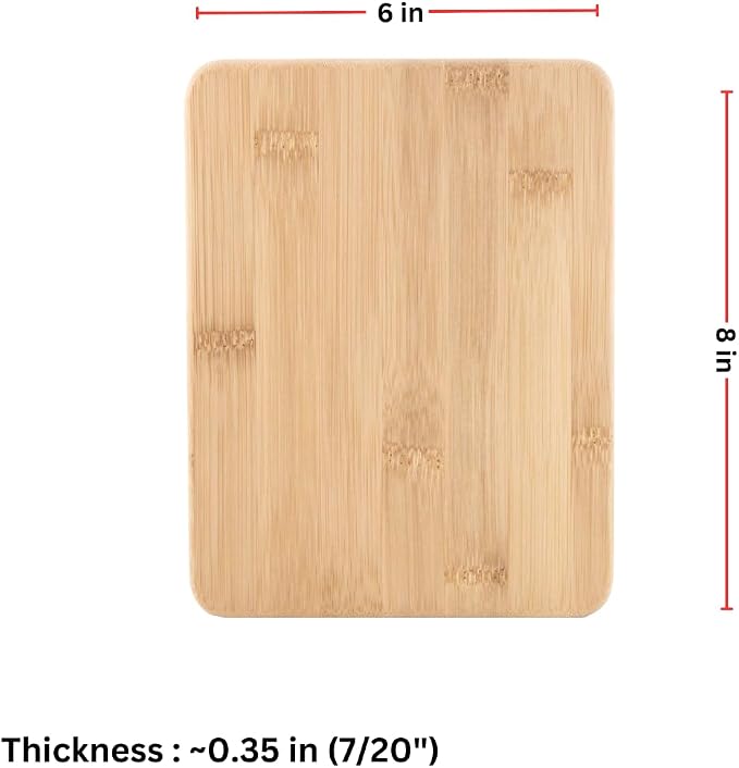 Set of 24, 8"X6" Bulk Wholesale Plain Blank Bamboo Cutting Boards, Mini Wood Charcuterie Platter, Serving Tray, Hot Mat for Customized, Personalized Engraving, Wall Art, Table Decor