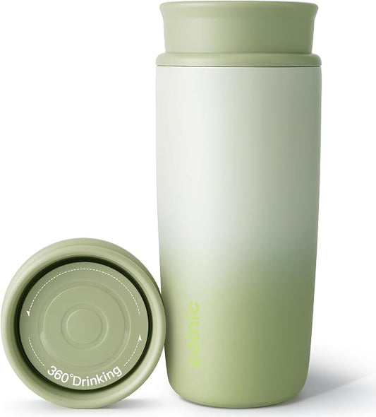 Travel Coffee Mug with 360°Lid, 12 oz Coffee Tumbler Insulated Travel Mugs for Hot and Cold, Vacuum Insulated Stainless Steel Coffee Cup Leak Proof Spill Proof-Misty Meadow