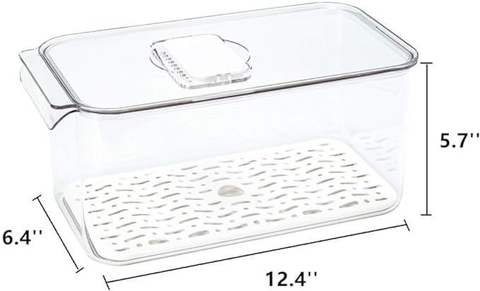 Slideep Refrigerator Food Storage Containers, Lettuce Keeper Large Produce Saver Stackable Container with Lids & Removable Drain Tray, Clear Veggie Fruit Salad Lettuce Container -2 Pack