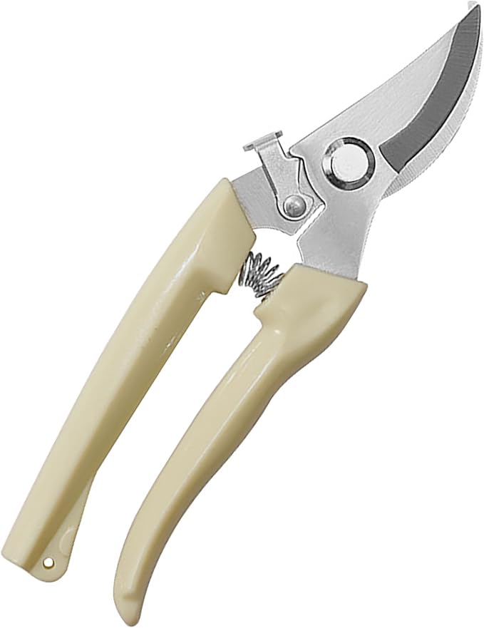 Garden Flower Shears Pruning Shears 6.9 inches Scissors Heavy Duty Plant Scissors for Cutting Flowers, Trimming Plants, Bonsai, Fruits Picking (White Handle)