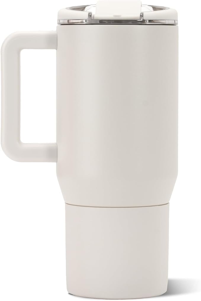 HydroJug Coffee Traveler 20oz Ceramic-Lined Mug with Handle, Linen