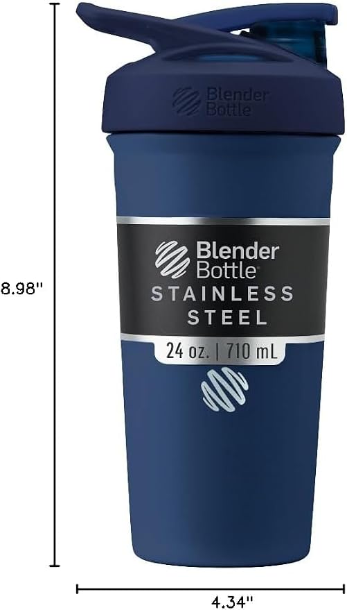 BlenderBottle Sport Flip Stainless Steel Shaker Bottle 24 oz Navy