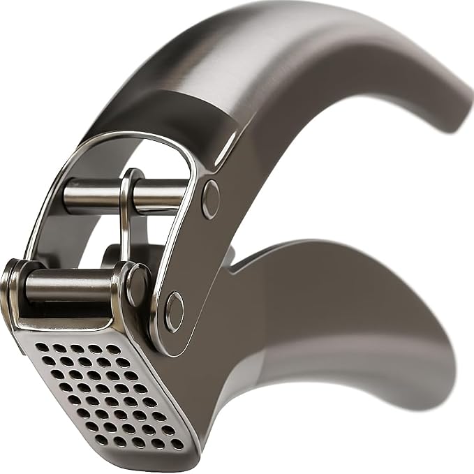 Heavy Duty Garlic Press, No Peeling Needed, Stainless Steel Professional Garlic Mincer & Crusher, Dual Lever-Assisted Design with Large Capacity Chamber for Effortless Garlic Crushing.