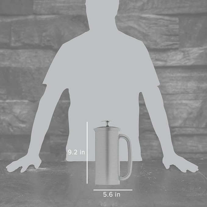 ESPRO P7 French Press, 18oz, Brushed, Stainless Steel Coffee Maker | Double Filter Coffee Press, Grit-Free Coffee, Heat Resistant Insulated tea Press, Easy Hot and Cold Coffee Brewer, Tea Brewer