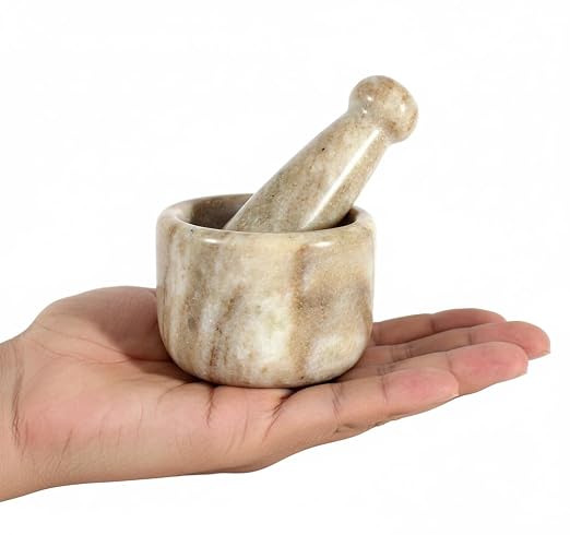 KLEO 2.5” Natural Stone Mortar and Pestle Set – Heavy Duty Spice & Herb Grinder, Guacamole Masher,Non-Porous, Odor Resistant – Garlic Crusher, Seed Grinder, Kitchen Tools