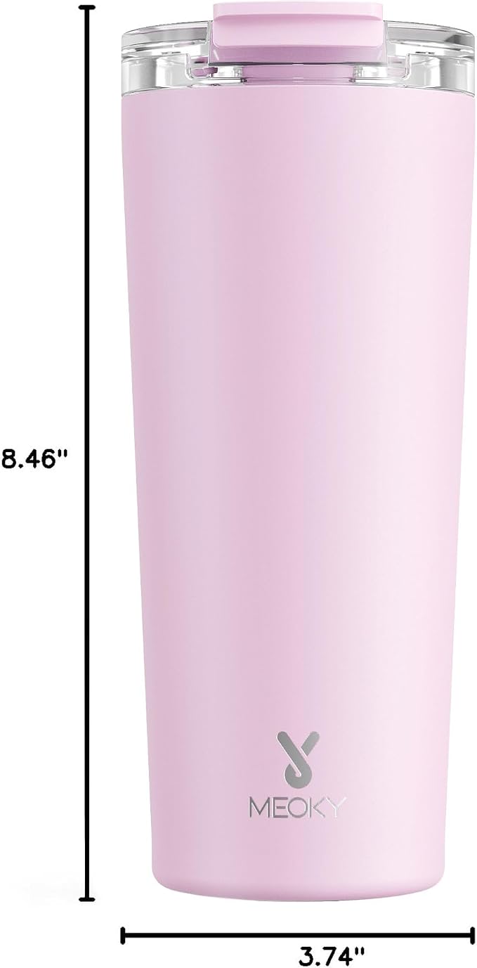 Meoky 24 oz Insulated Travel Coffee Mug: Leak Proof Lid, Blossom | Stainless Steel Coffee Tumbler, Keeps Hot for 8 Hours or Cold for 24 Hours, Fits in Car Cup Holder, BPA Free