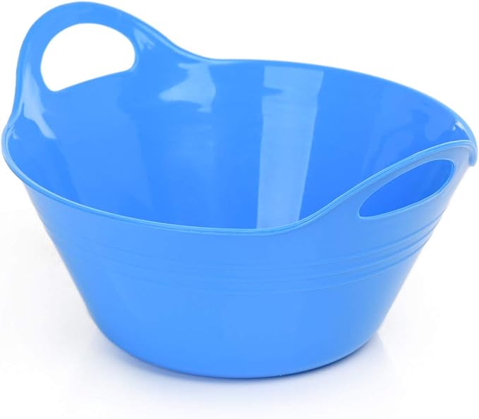 Mintra Home Plastic Bowls with Handles (4.5L Large 2pk, Blue)