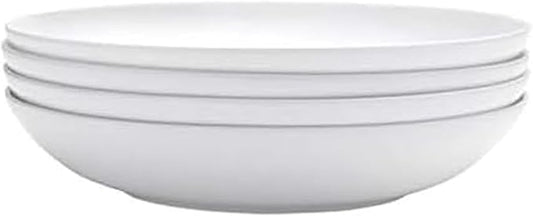 Mikasa Delray Bone China Pasta Bowls Set of 4, 9 Inch White Serving Bowls for Pasta, Salad, Soup, Lightweight and Durable Dinnerware