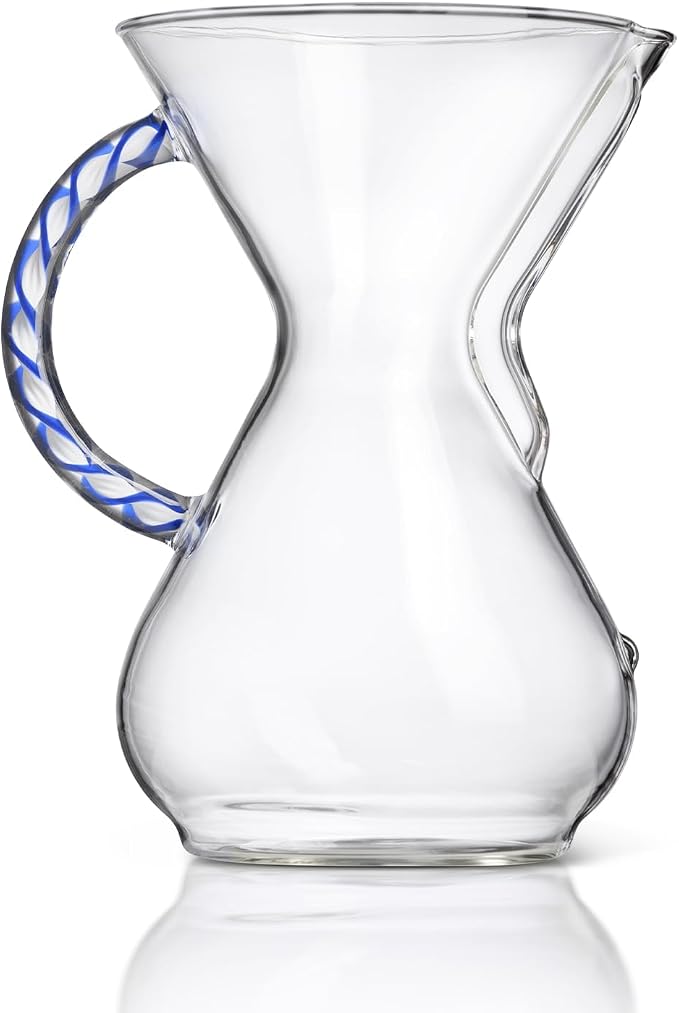 Chemex Pour Over Coffee Maker, Twisted Glass Handle, 6 Cup 30 oz, Tidal | Colored Statement Glass, Borosilicate, Uses Bonded Filters, Sediment-Free Brew