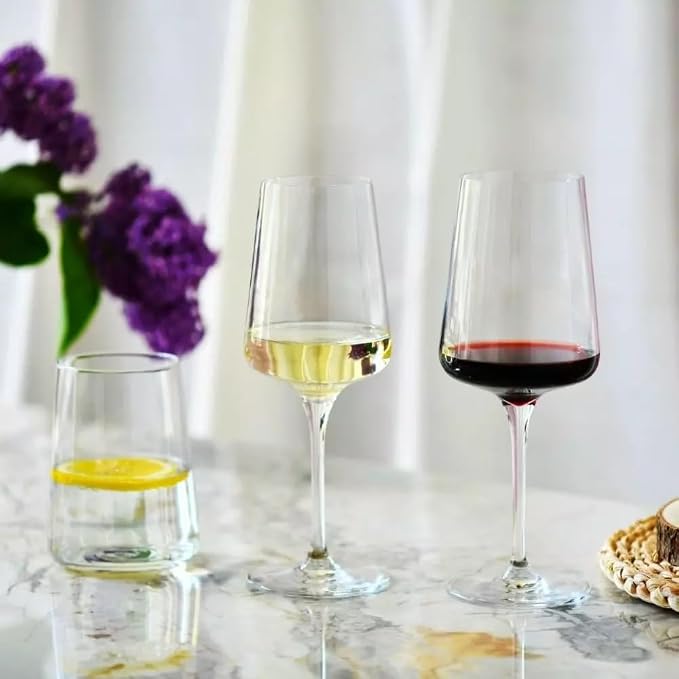 KROSNO Red Wine Glasses Set of 6, 16.9 oz, Infinity Collection | Wine Tumbler with Stem, Lead-Free Crystal Glassware, Drinking Glasses, Elegant Cups, Home & Restaurant, Dishwasher Safe