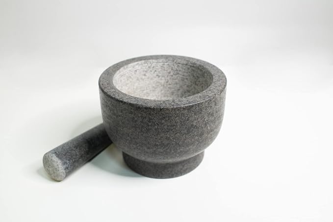 Cilio by Frieling Goliath Natural Granite Mortar and Pestle Set, Grinder for Spices and Seeds, 5 Inches Tall - Mortar Pestle Seed Grinder - Italian Mortar and Pestle