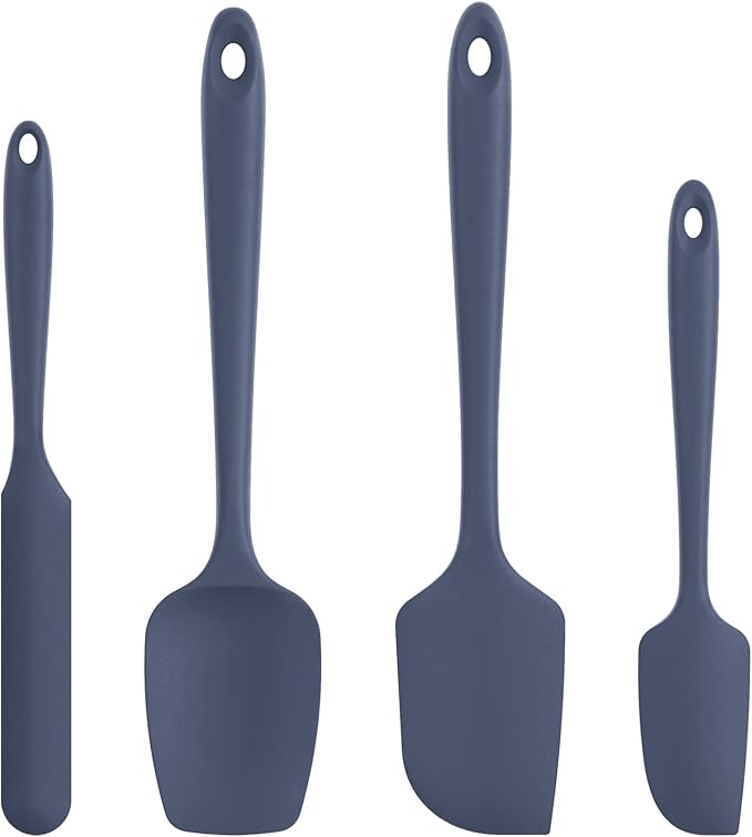 Heat Resistant Silicone Spatula Set: U-Taste 600ºF High Temp Seamless Food Grade Food Grade Flexible Rubber Silicon Kitchen Cooking Mixing Baking Scraper for Nonstick Cookware Set of 4 (Midnight Blue) | Food Grade Hot-Proof Seamless Rubber Scraper, Kit...