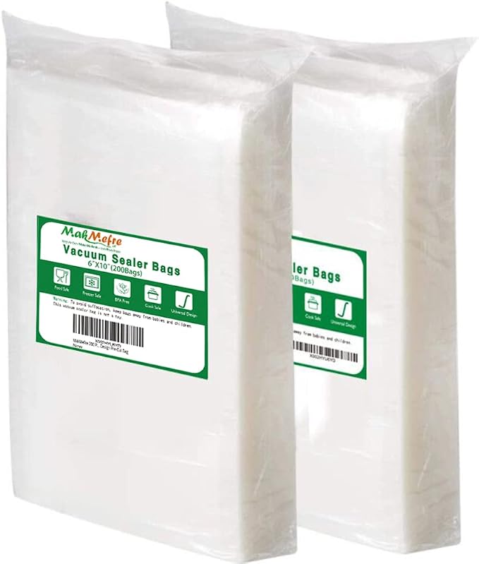 MakMeFre 200 Pint 6x10Inch Vacuum Sealer Bags for Food Storage | BPA Free PreCut Food Grade,Commercial Grade,Heavy Duty Vacuum Food Freezer Bags,Great for Sous Vide Vacuum Sealer