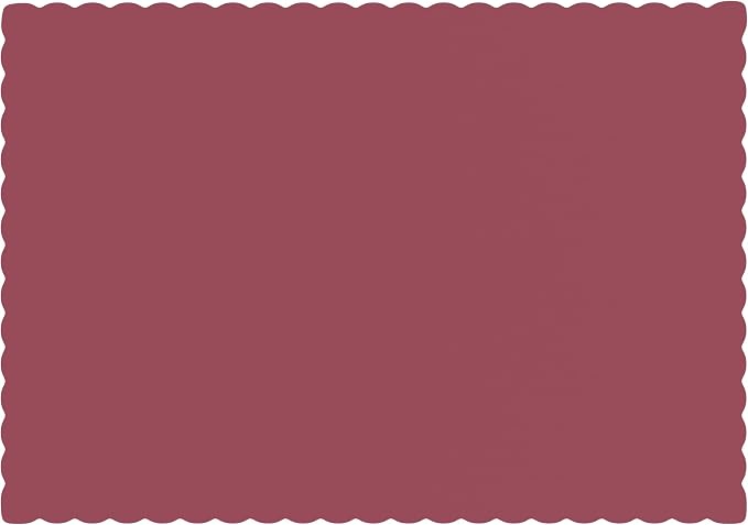 Paper Placemats - Disposable - Scalloped Edge (100, Burgundy)