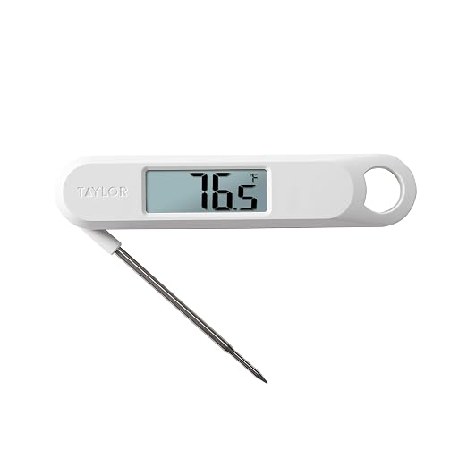 Taylor Folding Stem Display Food Instant Read Digital Thermometer, 0.7 Inch LCD Readout, White (1476WH)
