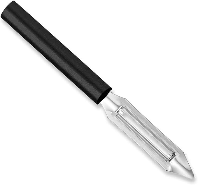 Rada Cutlery Deluxe Vegetable Peeler (W241), Black Handle, Pack of 2 | 2" Stainless Steel Swiveling Blade, Black Resin Handle