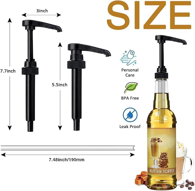 25 Pcs Black Coffee Syrup Pump Compatible with 25.4Oz/750ml Bottles | Syrup Dispenser Pumps, Great for Home & Coffee Bar, Drinking Mixes, Tea, Beverage, Cocktails, Syrup Bottles, Plus Spoons