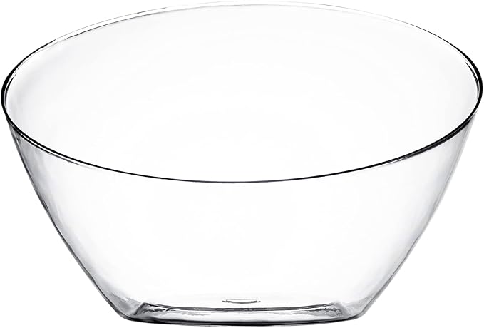 5 Pack Clear Angled Plastic Serving Bowls Disposable for Party Table 8oz | Angled Bowl Design. Chip, Candy, Salad & Fruit Use. Disposable Party Tableware. Buffet & Wedding Serving. Clear Plastic.