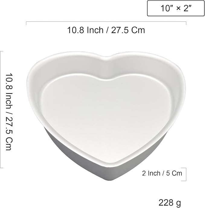 10 Inch Heart Shaped Cake Pan, Aluminum Heart Cake Mold, Heat-Resistant Baking Cake Pan for Wedding, Party, Family Occasions, Chocolate, Bread. (10 × 2 Inch)