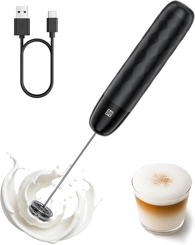 Maestri House Rechargeable Milk Frother, LunaFro Mini with Detachable Wand | 8000RPM Turbo Motor, 1200mAh lithium battery, Compact Design Milk frother Handheld for Lattes, Cappuccino, Matcha, No Stand
