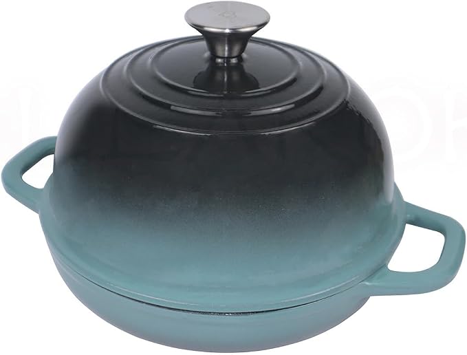 Dutch Oven for Bread Baking, Enameled Cast Iron Dutch Oven Pot with Lid, Bread Oven for Sourdough Bread Baking, Cast Iron Bread Pan, 5 qt Cyan