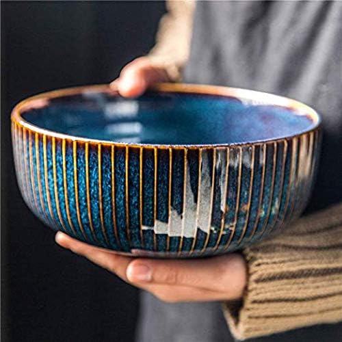 CSYY Salad Bowl 66 Oz, 8" Large Soup Bowls, Porcelain Round Serving Bowl Blue Decorative Bowl for Salad, Chip, Cereal, Fruits and Pasta (1pc)