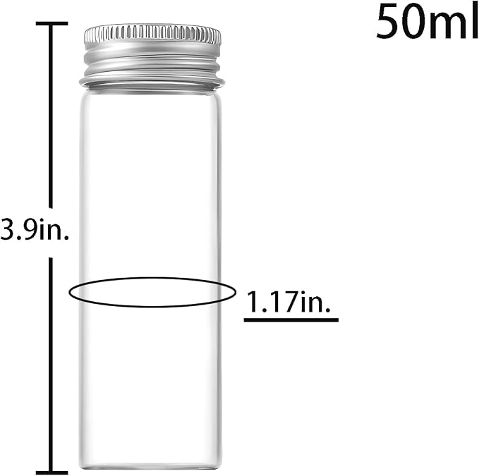 50ml Glass vials 30pcs,With aluminum screw cap30pcs Clear Glass Bottles