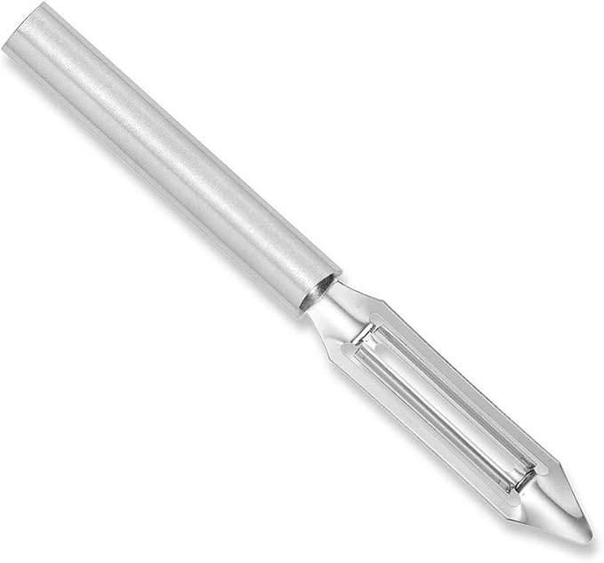 Rada Cutlery Deluxe Vegetable Peeler (R141), Silver Handle | 2" Stainless Steel Swiveling Blade, Silver Cast Aluminum Handle