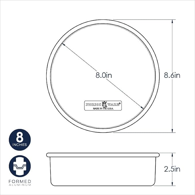 Nordic Ware Naturals 8 Inch Round Cake Pan, 2 Pack