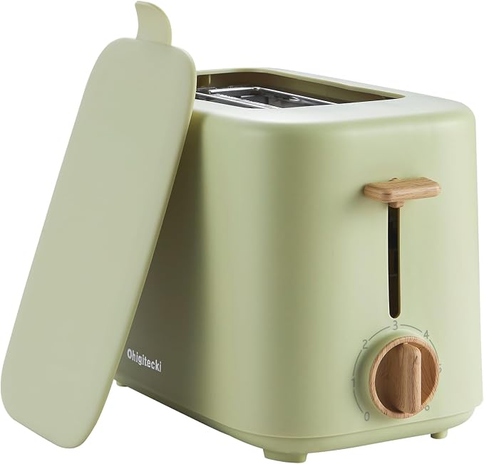 2 Slice Retro Toaster with Anti-dust Cover, 6 Browning Settings, Extra Wide Slots for Bagel & English Muffin, Removable Crumb Tray, Mini Household Bread Toaster