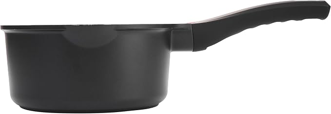 1.3Qt Nonstick Ceramic Sauce Pan with Glass Lid, 6.2" | Black ceramic nonstick, toxin/PFOA-free. Induction/gas compatible. Even heating. Soft-touch cool handle. Easy clean