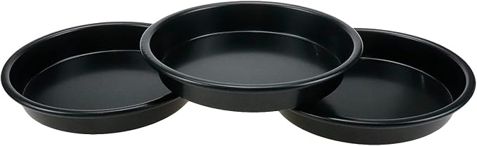 3pcs 6inch Non-Stick Bakeware Deep Pizza Pan,Black | Aluminum Baking Pan,for Cafe Oven Bakeware & Home Kitchen,For Baking Pizza, Cakes, Quiches And Homemade Baking