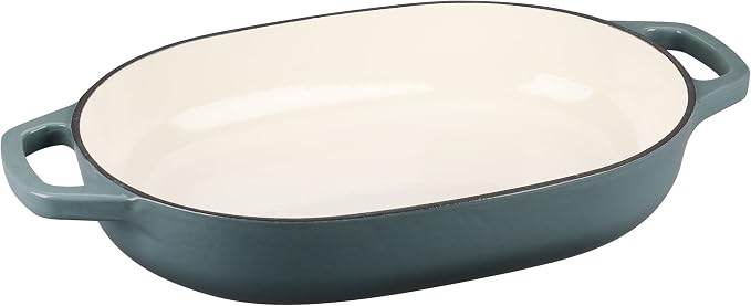 EDGING CASTING Enameled Cast Iron Oval Dutch Oven Pot with Lid, Dutch Oven for Sourdough Bread Baking, Bread Oven, Bread Dutch Oven, Oval Bread Pan, 7qt, Slateblue