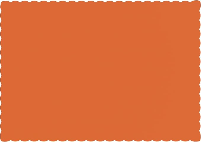 Paper Placemats - Disposable - Scalloped Edge (50, Orange)