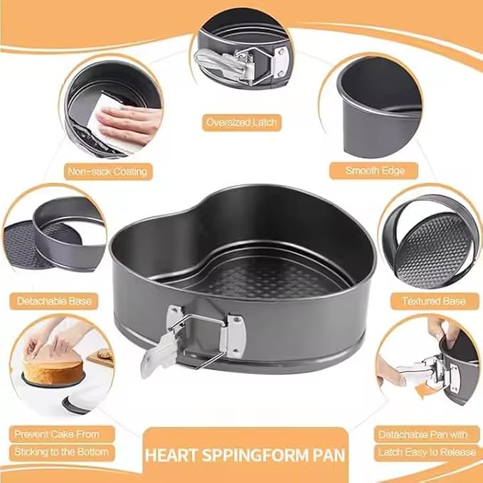 Kitchen Tool Heart Cake Mold Baking Supplies Non-stick Removable Bottom Springform Cake Pan Tin Baking Mold Leak proof and high temperature resistant Heart cake Pans Set of 3