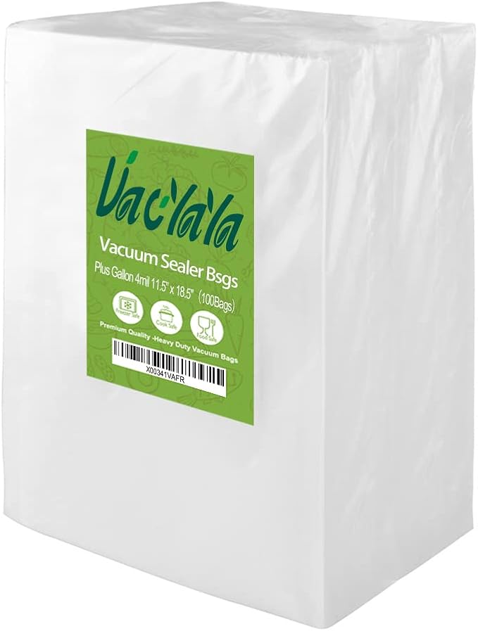 Plus Gallon 4mil 11.5"x18.5"Vacuum Sealer Bags 100ct for Food | BPA Free PreCut Food Grade,Commercial Grade,Heavy Duty Vacuum Food Freezer Bags,Great for Sous Vide Vacuum Sealer