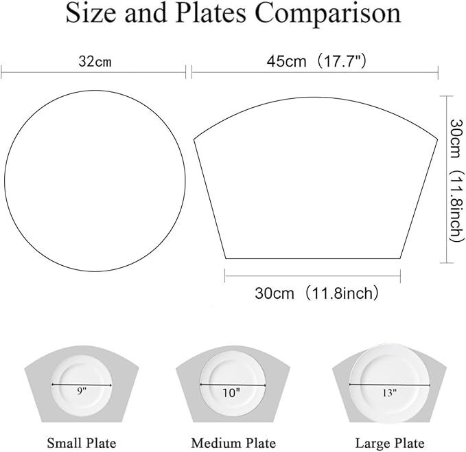 SHACOS Small Round Table Placemats Set of 5 Woven Vinyl Wedge Placemats with Centerpiece Round Table Mats Wipe Clean, Turquoise Grey Abstract Painting