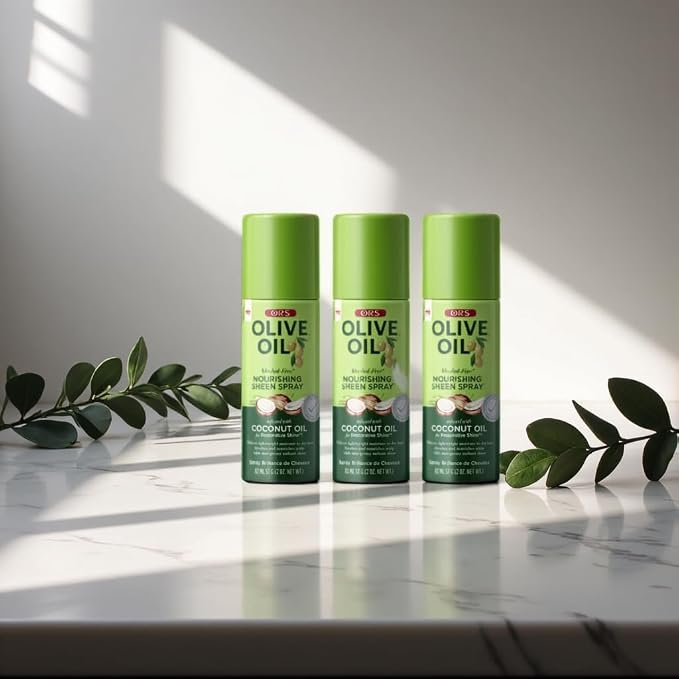 ORS Olive Oil Nourishing Sheen Spray Infused with Coconut for Restorative Shine Alcohol Free 2 Ounce (Pack of 3)