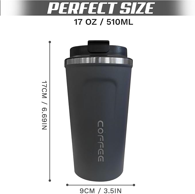 SPLMIFA Travel Coffee Mugs Leak-Proof, Reusable Coffee Cups with Lids, Stainless Steel Vacuum Insulated Coffee Tumblers, Thermal Insulation Cups for Men and Women Hot & Cold Drinks(2nd-Blue, 17OZ)