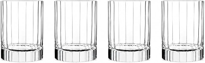 Luigi Bormioli Bach Double Old-Fashioned Glass, 11.25 Oz - Clear, Set of 4 | Durable Lead-Free Crystal Glasses for Whiskey, Cocktails, Spirits & Home Bar Use, Titanium Reinforced Design, Dishwasher Safe