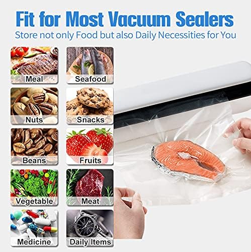 200 Vacuum Sealer Bags For Food, 8x12 Inch Thick BPA Free Vacuum Sealer Storage Bags, Compatible with All Vac Machines, Food Saver, Seal a Meal, Weston, Commercial Grade Precut Prep Sous Vide Bags