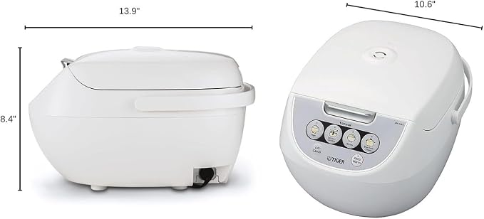 Tiger Jbv A10u 5.5 Cup Micom Rice Cooker with Tacook (White) | Tacook steamer tray
