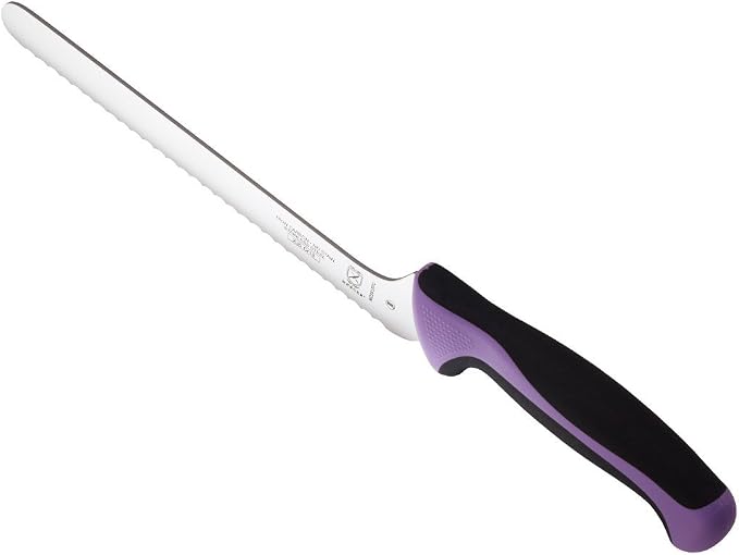Mercer Culinary Millennia Color Handle Cutlery 8" Offset Bread Knife (Wavy Edge) Purple