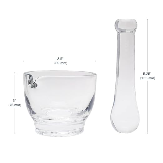 Apothecary Products Mortar & Pestle Bowl, Mixer & Grinder for Medicine, 4oz | Crushing, Mixing & Grinding Pills, Tablets, Spices & Herbs, Manual Crusher with Fine Powder Control, Durable Clear Glass