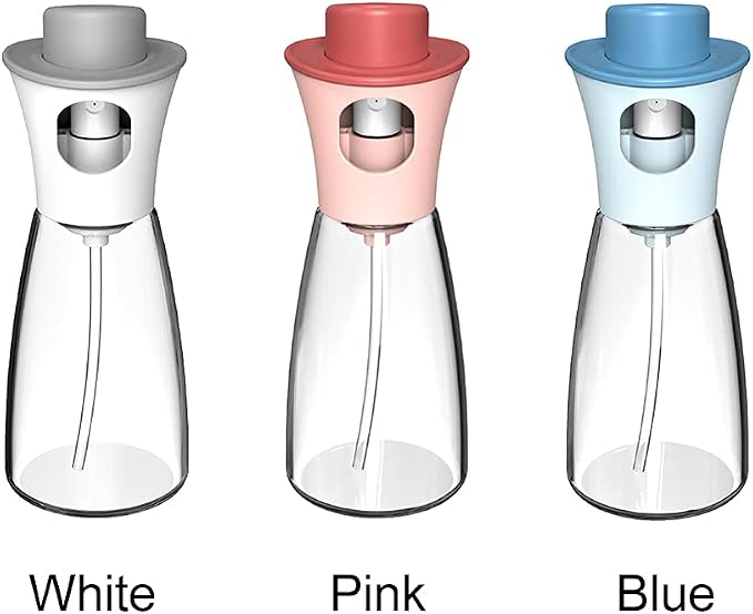 Oil Sprayer for Cooking, 6.09oz/180ml Glass Oil Dispenser Bottle Spray Lemon Juice Sprayer forSalad, Baking, Cleaning, Plants(pink)