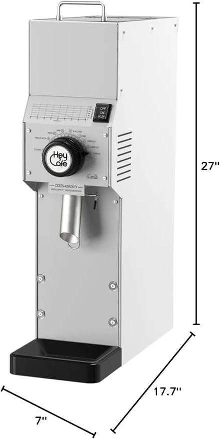 HeyCafé HC-880 LAB Shop Coffee Grinder – 84mm Flat Hardened Steel Burrs, Stepless Grind Adjustment, 1.3kg Bean Hopper, 550W Motor, Professional High-Volume Grinder, White
