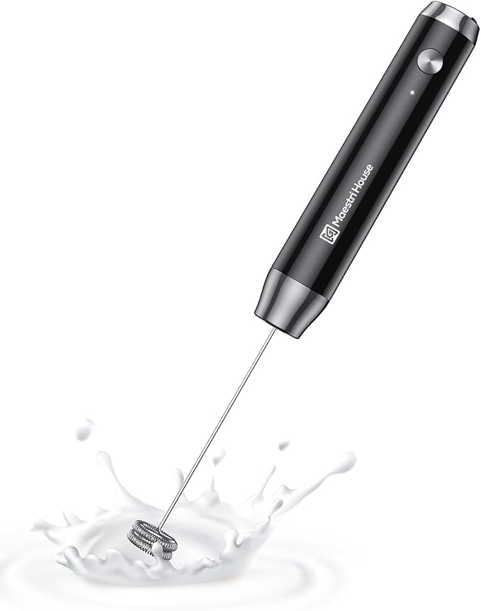 Maestri House LunaFro Lite Rechargeable Milk Frother,Detachable Whisk | 5500RPM&8000RPM 2 Speed Motor, 1200mAh lithium battery, frother Handheld for Lattes, Cappuccino & Powdered Drinks,No Stand